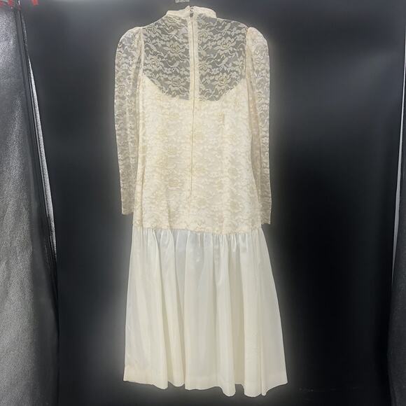 Vintage 1980s Women's Chiffon Sheer Skirt Drop Waist Cocktail Dress - Picture 8 of 14